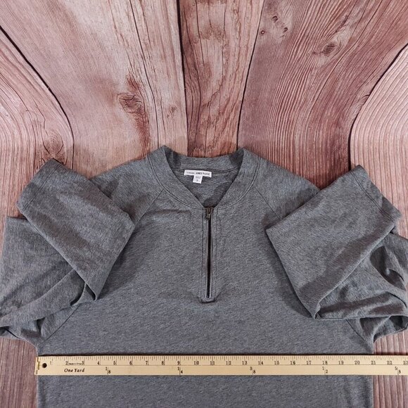 James Perse Mens Sz 2 Medium Regular Fit 1/2 Half Zip Baseball Pullover MFLI3079 - Picture 9 of 10